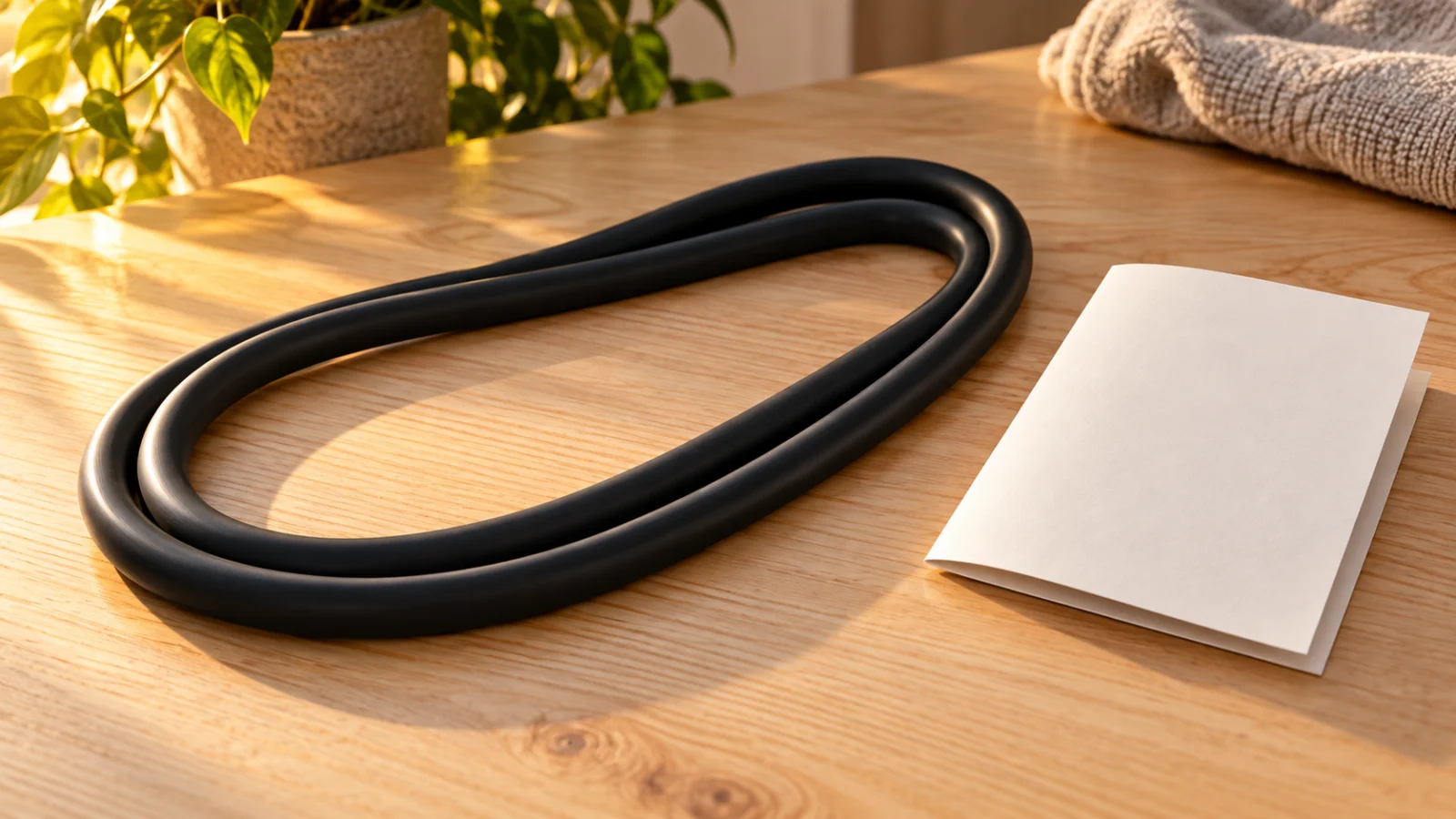 Untensioned resistance tubing laid out for inspection